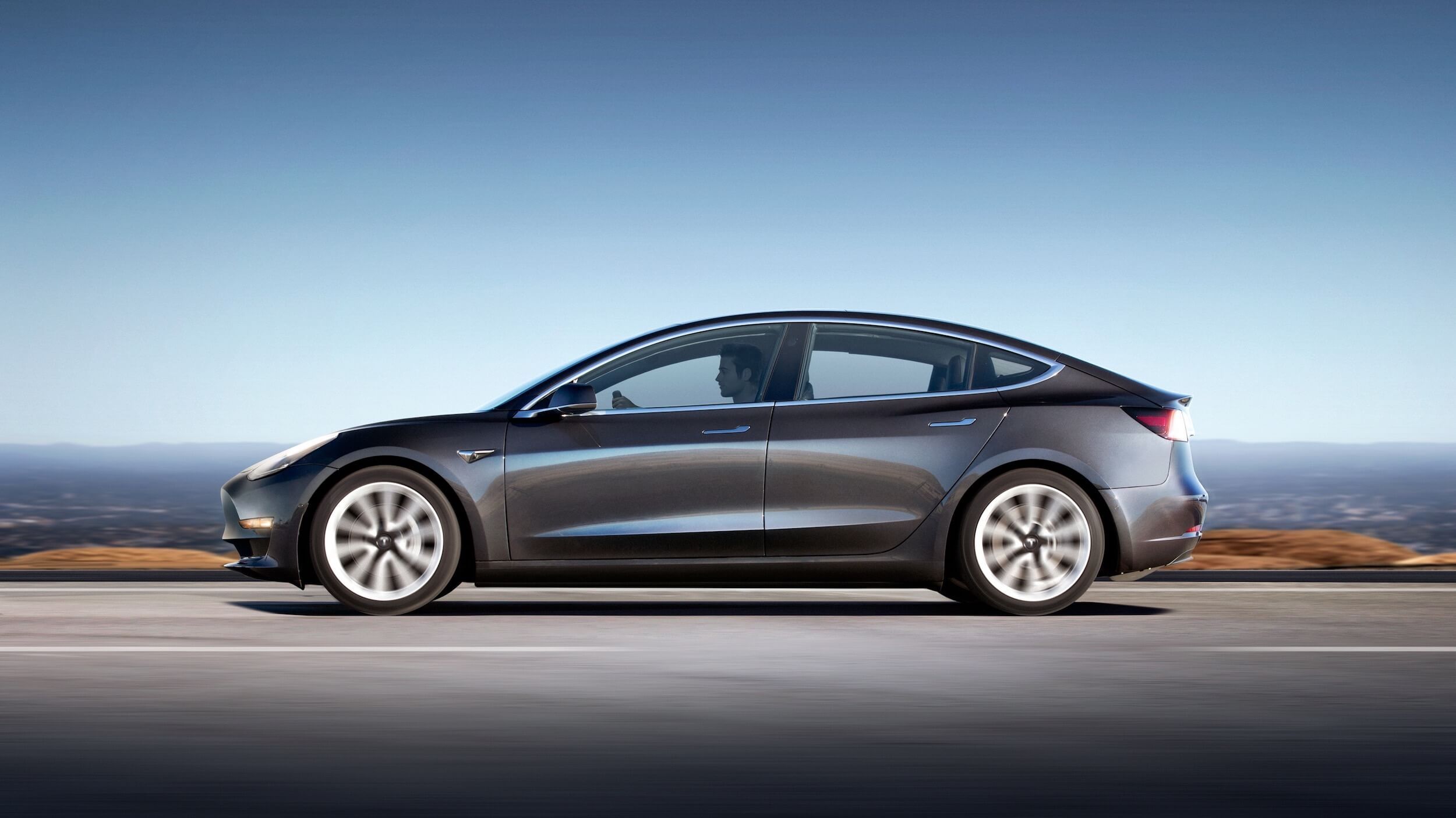 Grijze Tesla Model 3