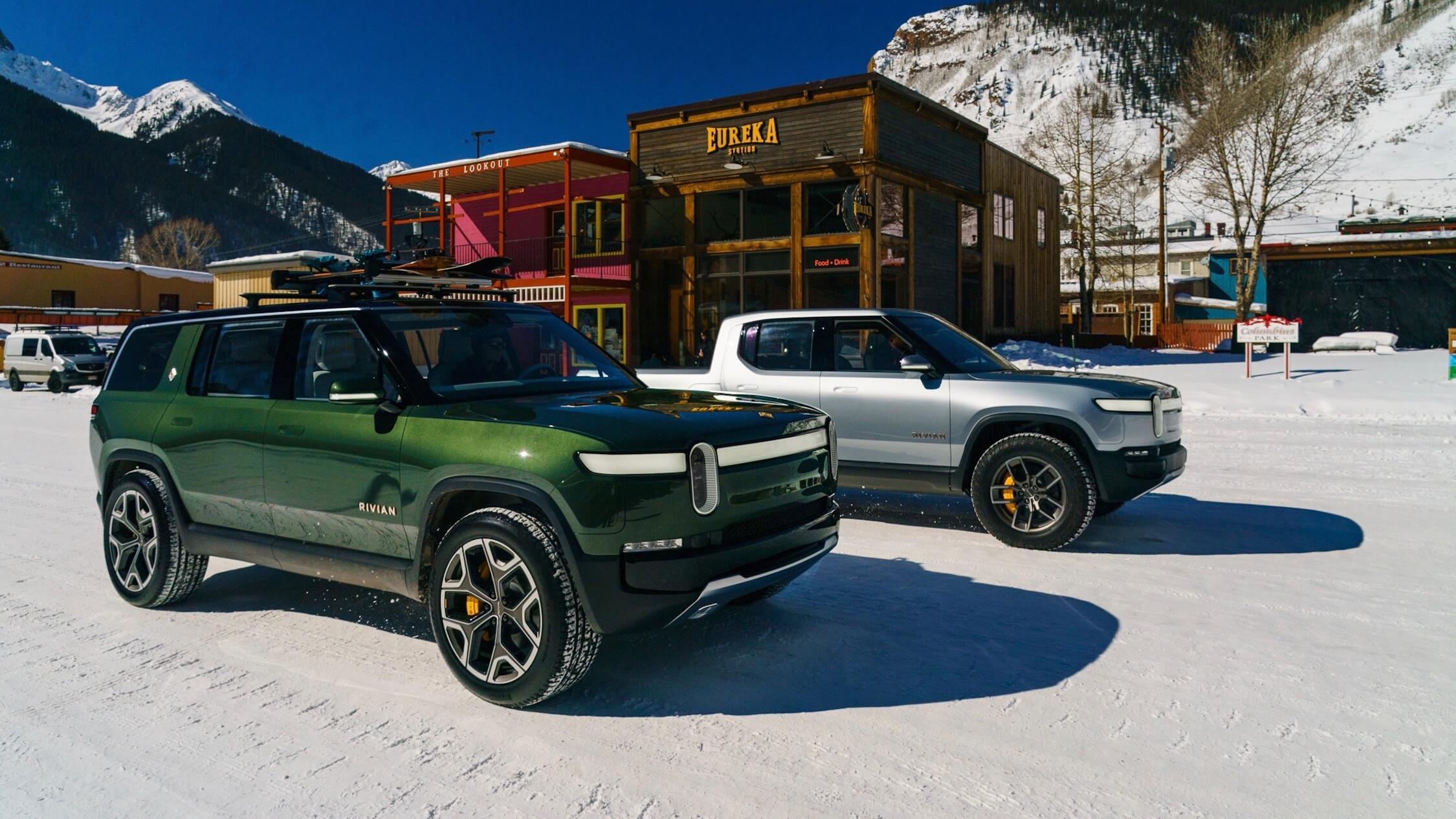 Rivian in snow