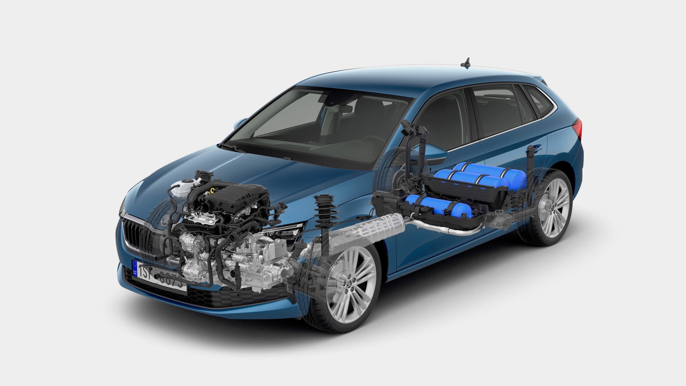 Skoda Scala CNG aandrijflijn en tanks