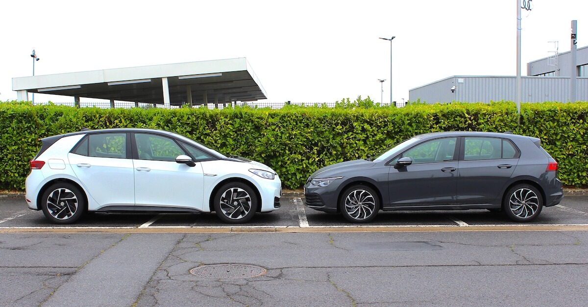 Volkswagen ID.3 next to Golf