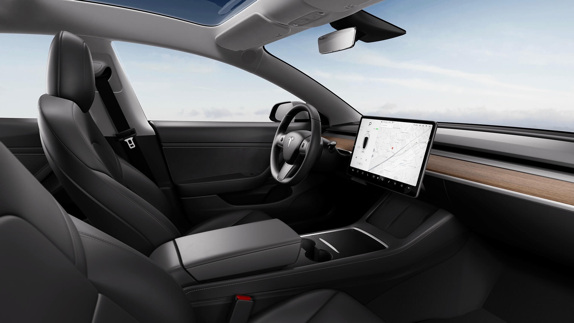 Nieuwe Tesla Model 3 interieur