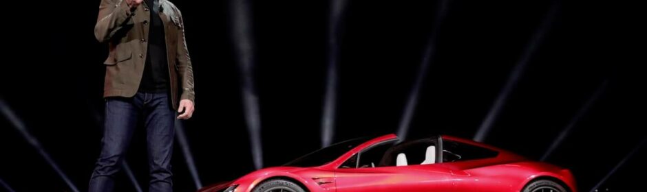 Elon Musk en Tesla Roadster