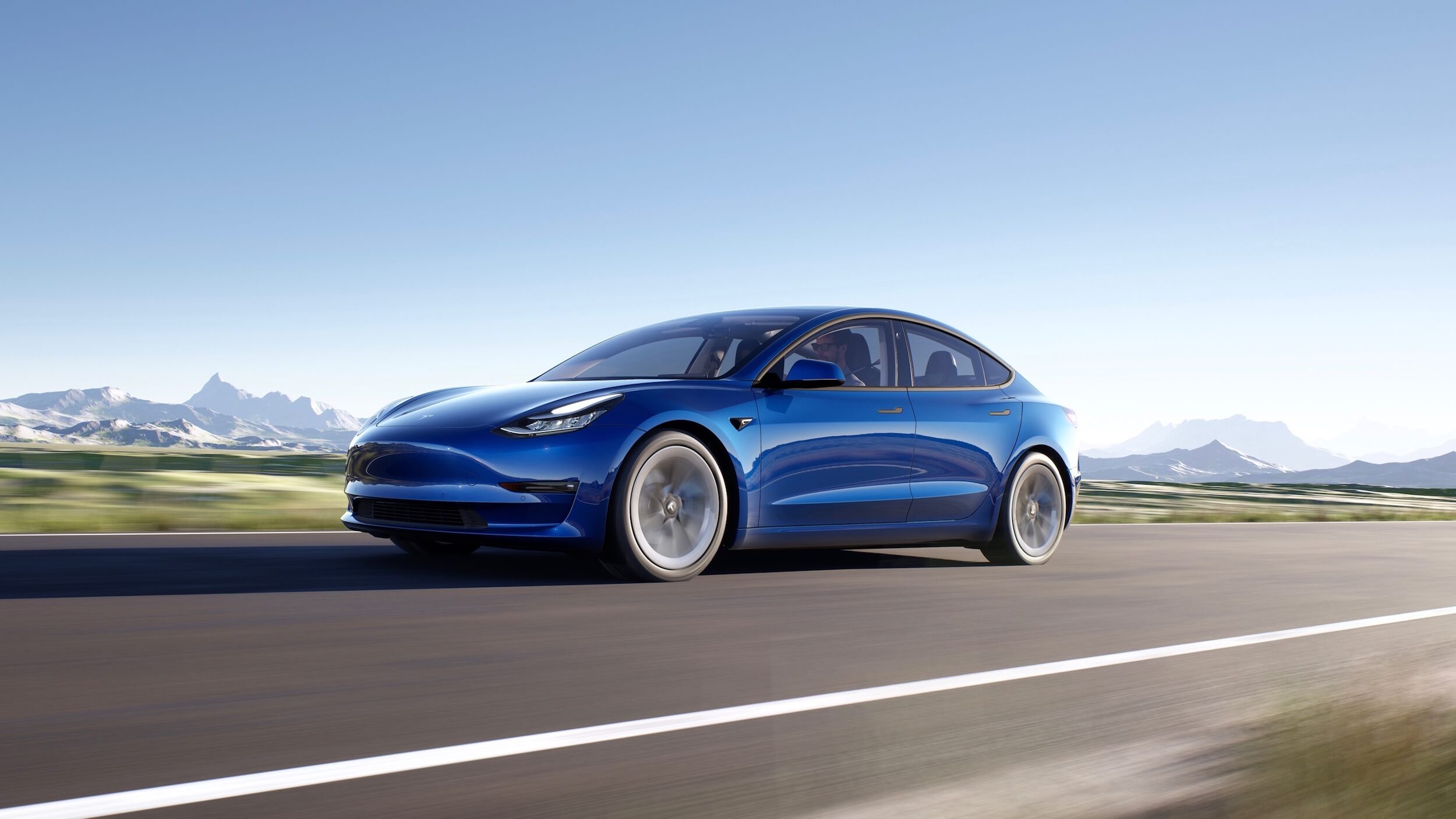 2021 Tesla Model 3 blauw