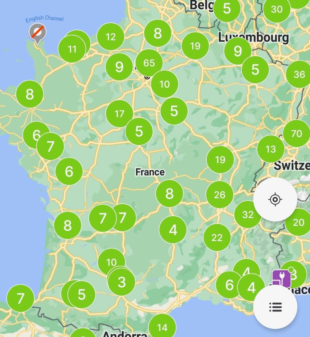 snellaadpalen Frankrijk 100kW