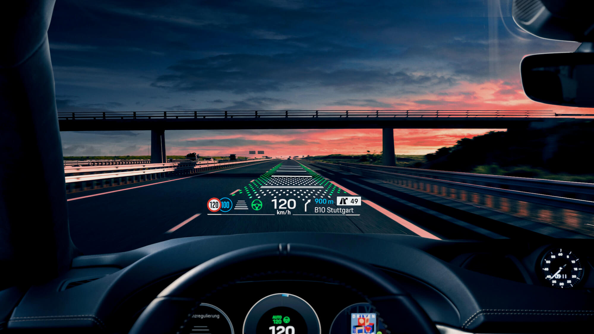 Elektrische Porsche Macan head-up display met augmented reality
