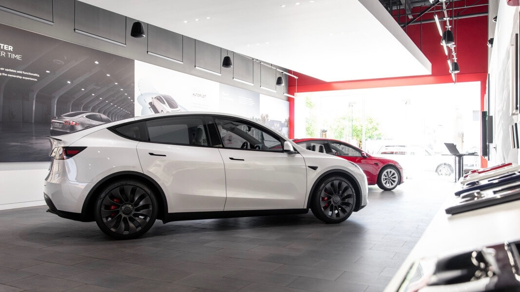 Tesla Model Y in showroom