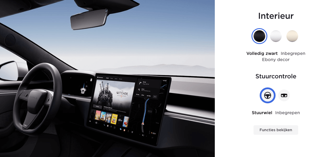 Tesla configurator rond of yoke stuur