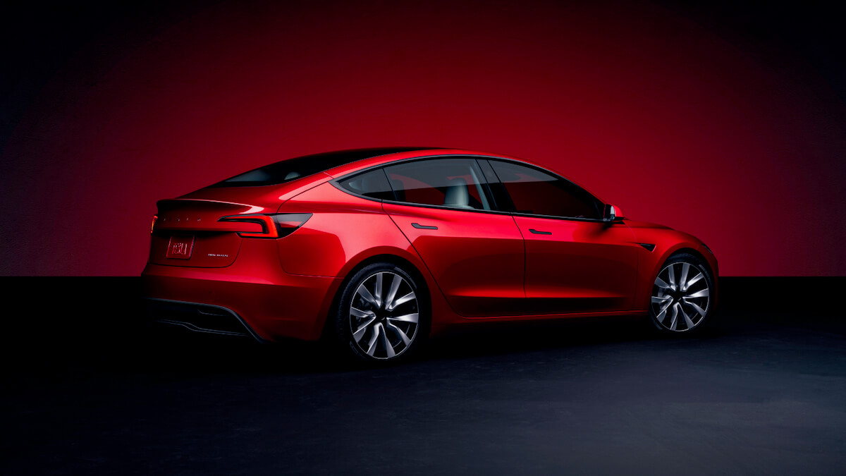 nieuwe Tesla Model 3 facelift achterkant