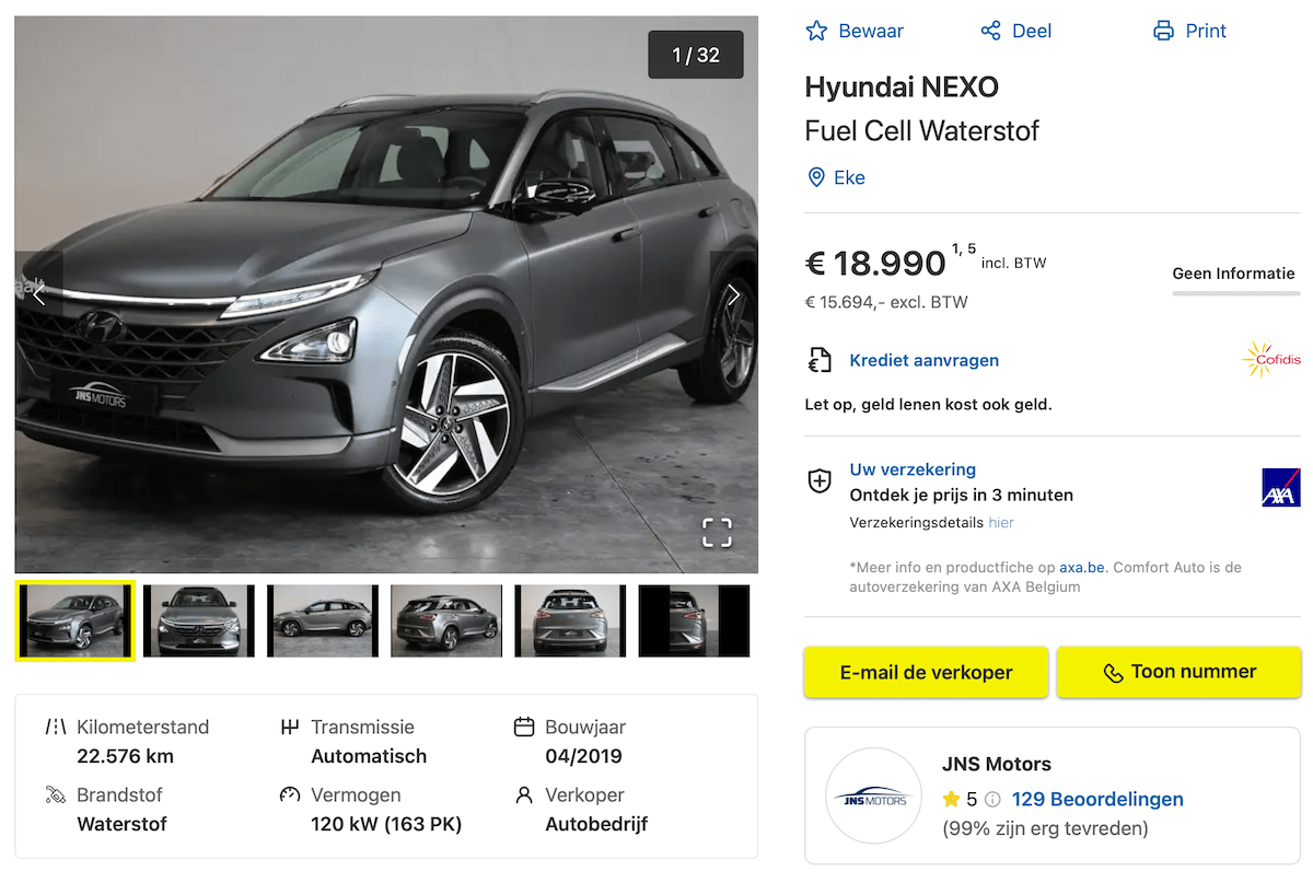 Hyundai Nexo waterstofauto tweedehands